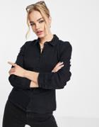 Asos Design Denim Slim Fit Shirt In Washed Black