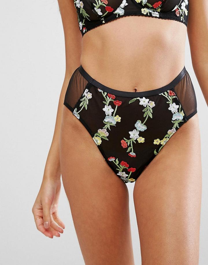 Asos Premium Embroidered Mesh Highwaist Pant - Multi