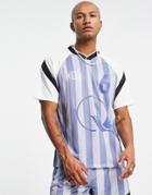 Topman Oversized Striped Football Jersey T-shirt In Blue - Part Of A Set
