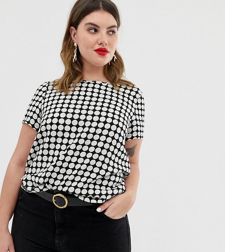 Vero Moda Curve Polka Dot Tunic Top - Multi