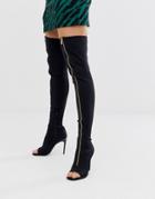 Asos Design Kyoko Peep Toe Thigh High Boots In Black