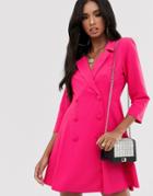 Asos Design Swing Tux Mini Dress-pink