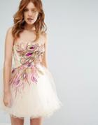 City Goddess Skater Dress With Heavy Embellishment - Pink
