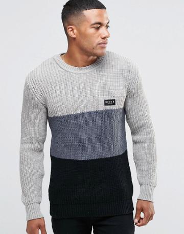 Nicce London Block Sweater - Stone