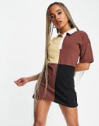 Night Addict Oversized Paneled Rugbyshirt Dress-black