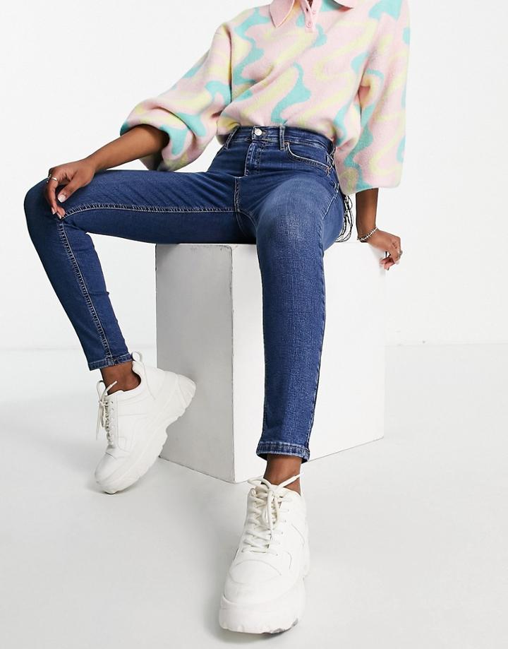 Topshop Jamie Jean In Rich Blue-blues