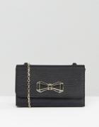 Ted Baker Satin Foldover Clutch Bag With Bow Detail - Black