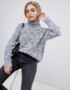 Missguided Multi Yarn Waffle Knit Sweater - Gray