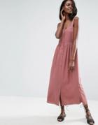 Asos Linen Maxi Dress - Pink