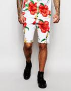 Hero's Heroine Chinos Shorts In Floral Print - White