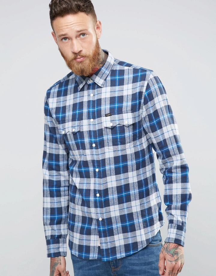 Lee Rider Check Flannel Shirt Blue - Blue