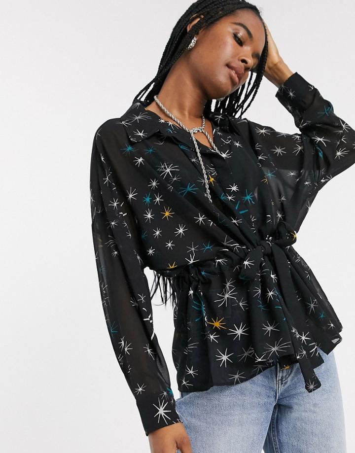 Religion Party Oversized Shirt In Foil Print-multi