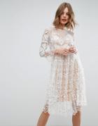 Asos Salon Lace Smock Mini Dress - White