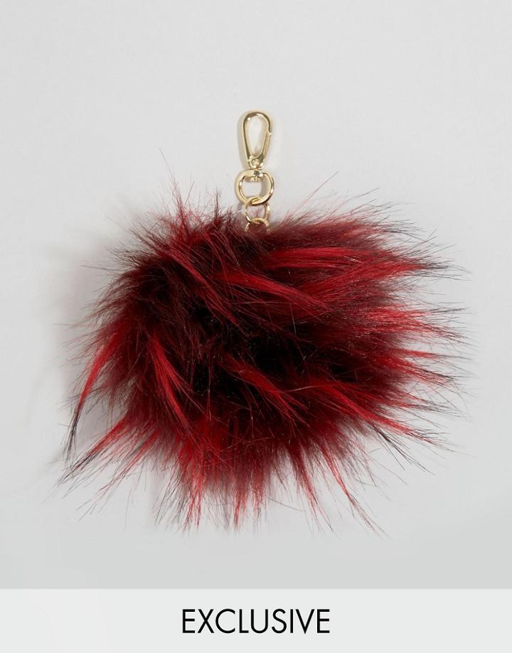 Skinnydip Oversized Fluffy Bag Charm - Red