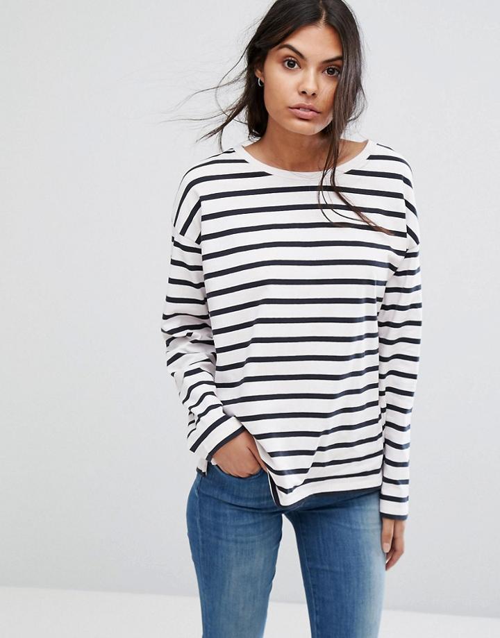 Selected Natali Boatneck Striped Sweater - White