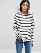 Selected Natali Boatneck Striped Sweater - White