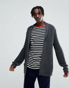 Asos Knitted Cardigan In Charcoal - Gray