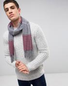 Asos Lambswool Check Scarf In Burgundy Check - Red