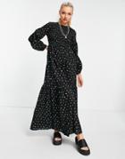 Asos Design Shirred Maxi Dress In Delicate Floral Print-multi