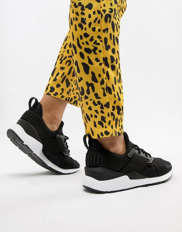 Puma Muse Satin Black Sneakers - Black