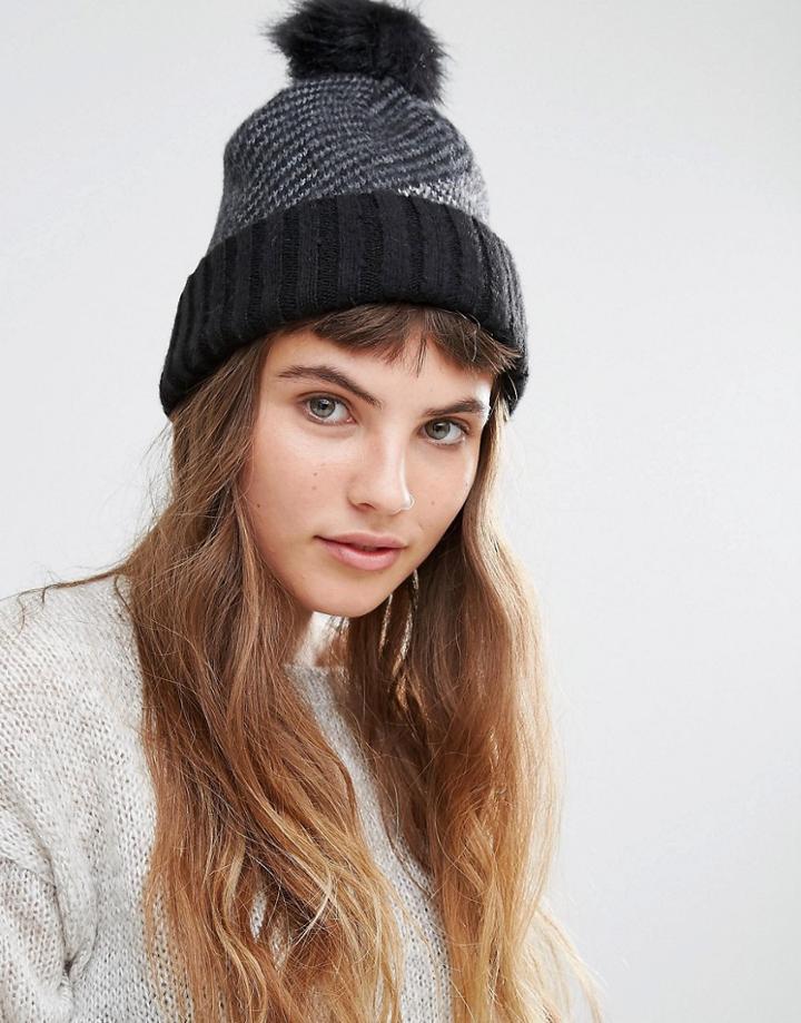 Aldo Chevron Pom Beanie - Gray