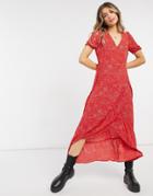 Vero Moda Max Wrap Dress In Berry Red