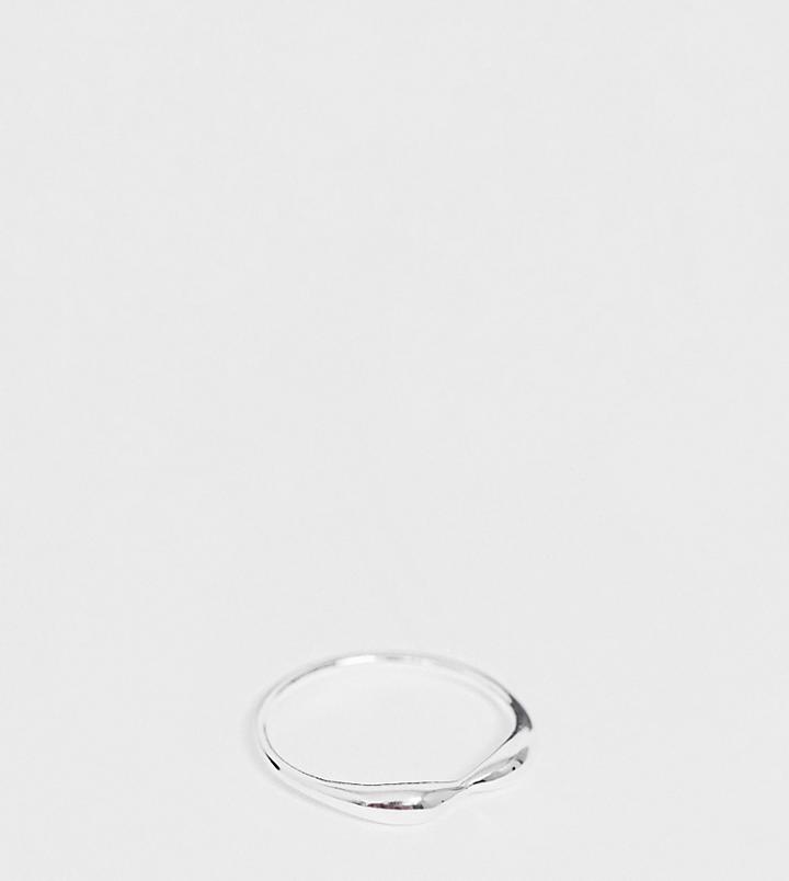 Asos Design Sterling Silver Beaten Band Ring - Silver