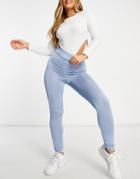 Missguided High Shine Legging Set In Lilac-blues