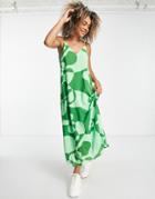 Urban Revivo Cami Maxi Dress In Abstract Green Print