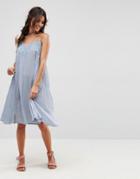 Asos Crochet Trim Trapeze Sundress - Blue