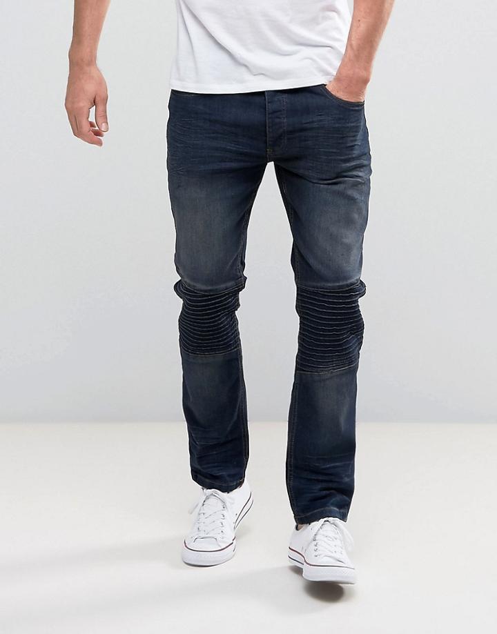 Brave Soul Denim Biker Jeans - Blue