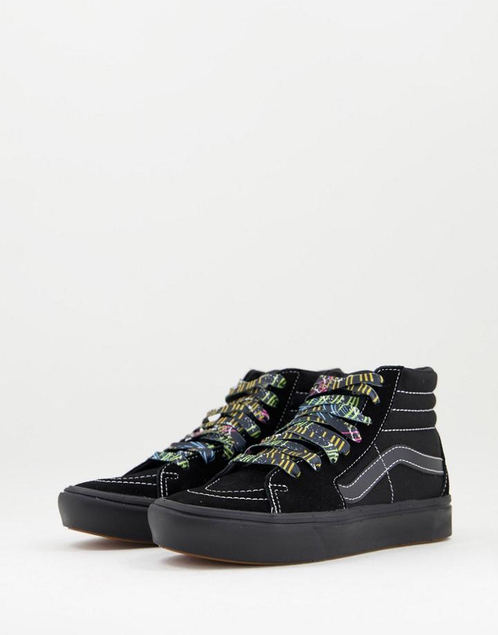 Vans Comfycush Sk8-hi Speed Lacer Sneakers In Black