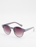 Aj Morgan Round Lens Sunglasses In Gray-grey