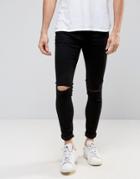 Selected Homme Plus Jeans In Skinny Fit Black Denim With Rip Knee Deta