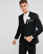 Selected Homme Slim Tuxedo Suit Jacket With Satin Lapel - Black