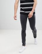 Celio Skinny Fit Jeans In Distressed Denim In Washed Black - Gray