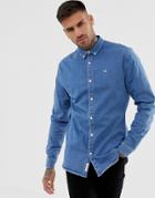 River Island Muscle Fit Denim Shirt In Blue