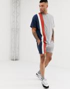 Asos Design Two-piece Skinny Shorts In Shorter Length With Color Blocking In Gray - Gray