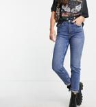 Stradivarius Tall Slim Mom Jean With Stretch In Authentic Blue-blues