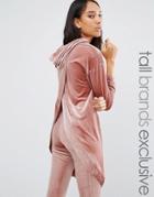 One Day Tall Hooded Longline Sweat Top With Wrap Back Detail - Beige