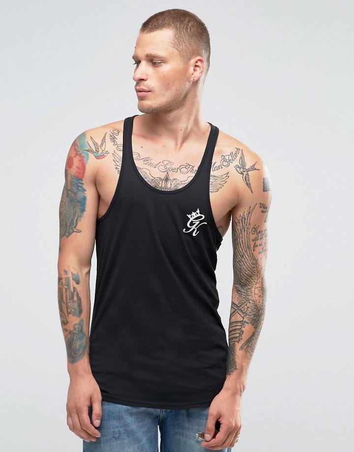 Gym King Racer Back Tank With Logo - Black