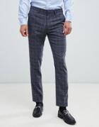 Burton Menswear Skinny Fit Suit Pants In Window Pane Check In Gray - Gray