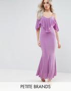 City Goddess Petite Maxi Dress With Frill Detail - Purple