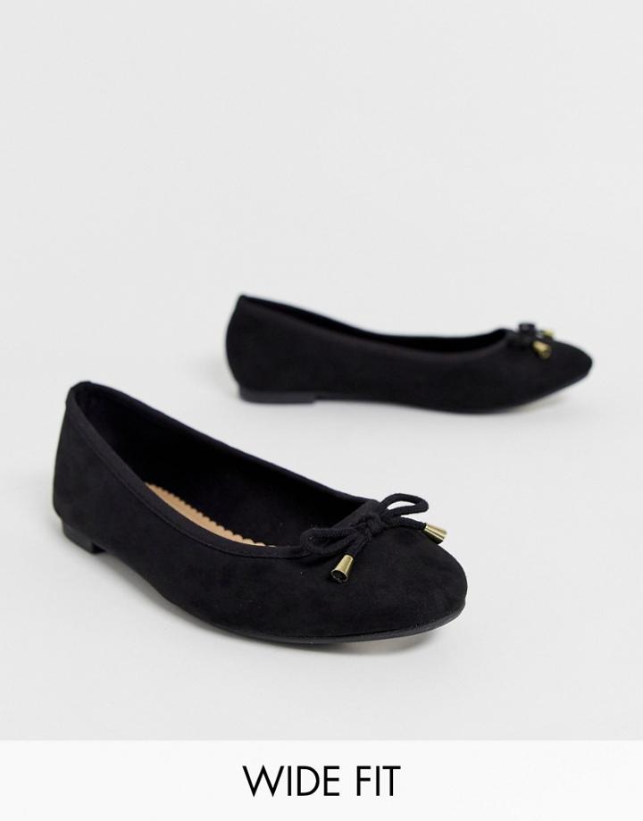 Simply Be Wide Fit Alice Basic Ballerina In Black - Black