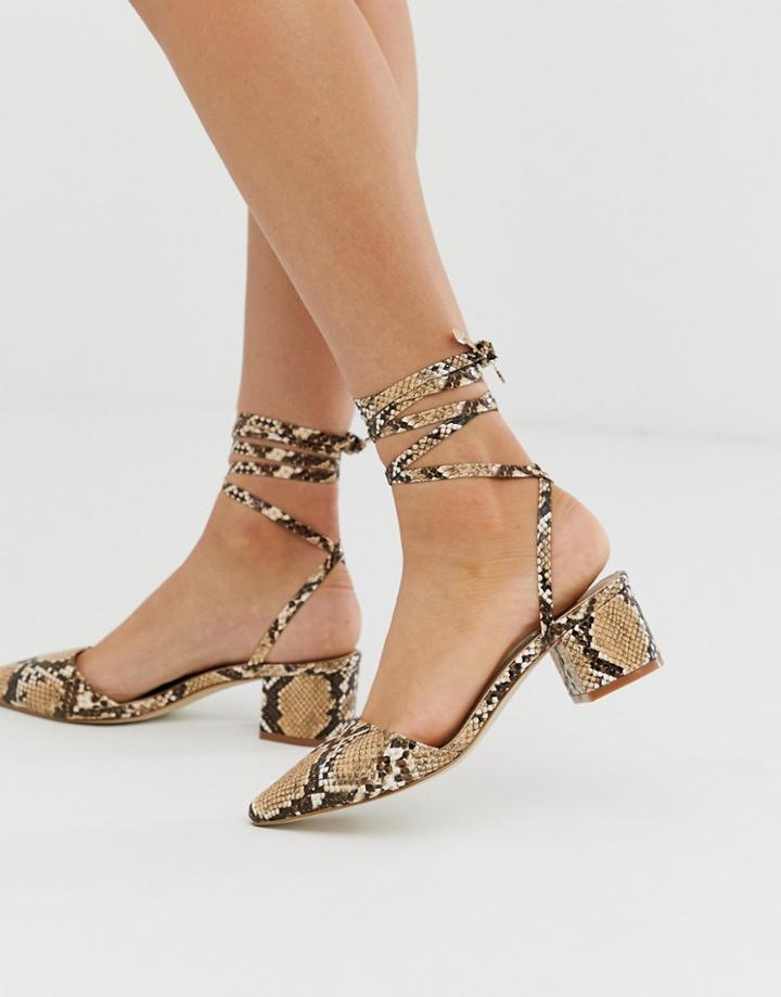 Raid Arve Snake Ankle Tie Mid Heeled Shoes-multi