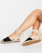 Asos Design June Rope Tie Espadrilles Sandals In Black