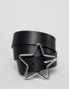 Asos Design Star Buckle Waist And Hip Belt In Water Based Pu - Black