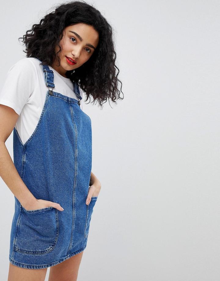 New Look Denim Pinny Dress - Blue