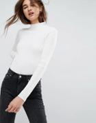 Asos Sweater With High Neck In Rib - White