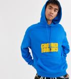 Crooked Tongues Oversized Hoodie In Blue With Logo